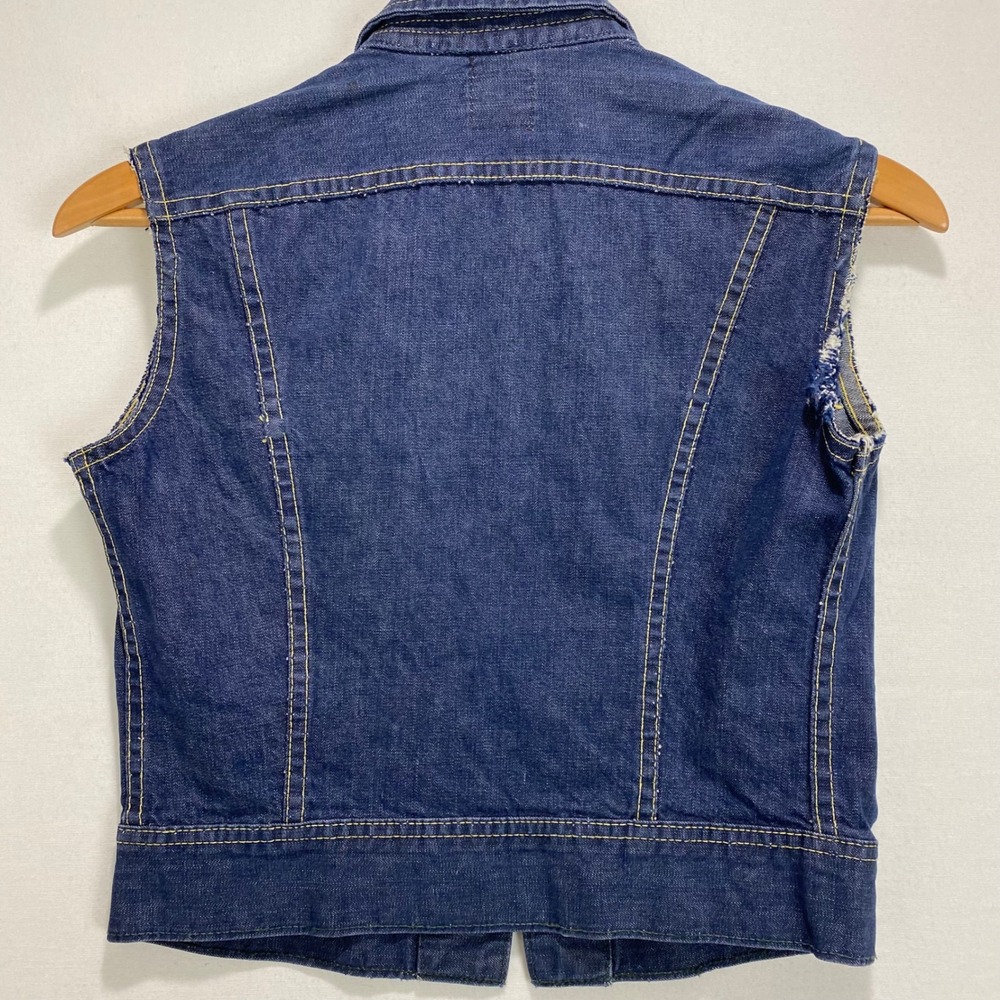VTG Lee Denim Sanforized Jean Sleeveless Jacket‎  Womens S Destressed Union Made - Picture 9 of 9